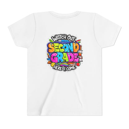 Second Grade Kids Tee - "Watch Out Second Grade Here I Come" Colorful Back-to-School Shirt