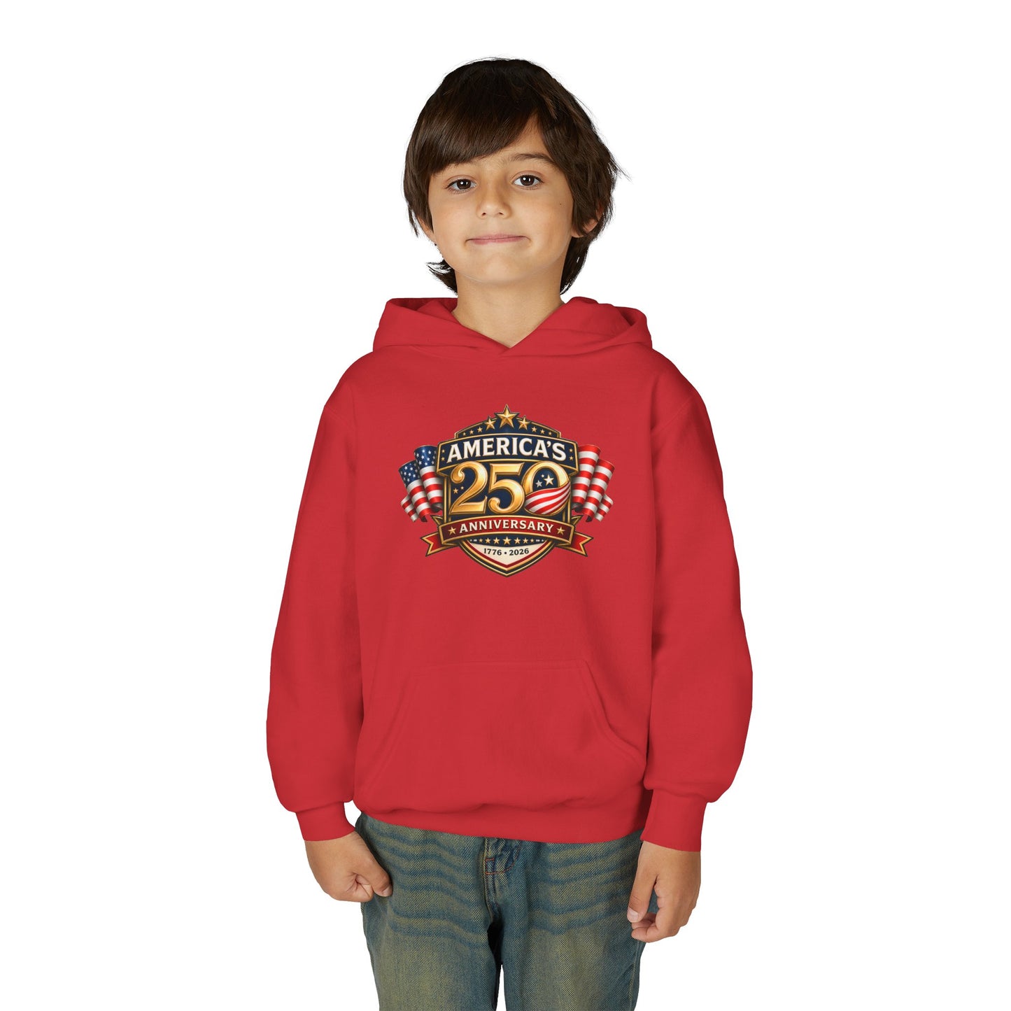 Youth Hoodie — "America's 250th Anniversary" Patriotic 1776-2026 Celebration Design