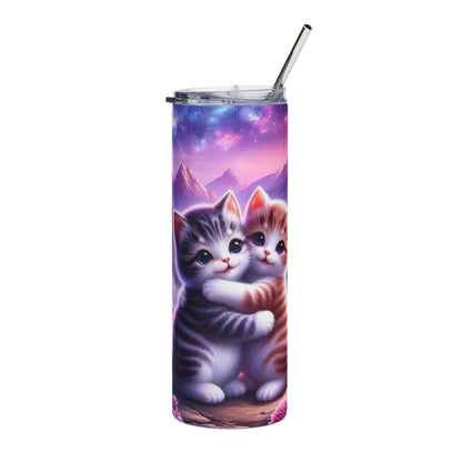 20oz Cat Tumbler — Cute Hugging Kittens Stainless Steel Travel Cup