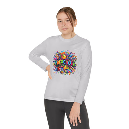 Youth Preschool Long Sleeve Tee - Colorful School Supplies Design
