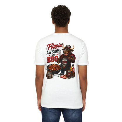 Flippin' Awesome at BBQ T-Shirt — Grill Master Bull Graphic Tee