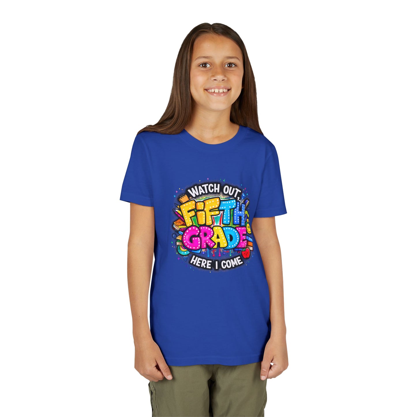 Fifth Grade T‑Shirt for Kids - "Watch Out Fifth Grade Here I Come" Back-to-School Tee