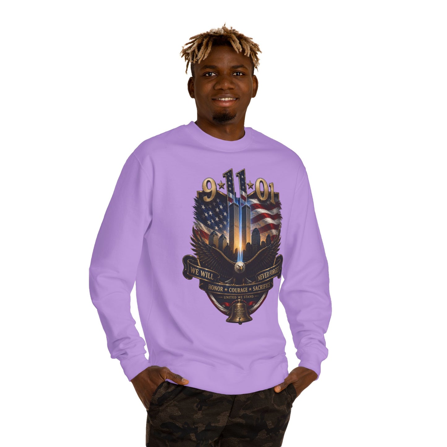 9/11 Memorial Sweatshirt — We Will Never Forget Tribute Crewneck