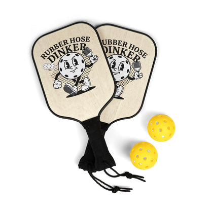 Pickleball Paddle Set – “Rubber Hose Dinker” Vintage Graphic Kit (2 Paddles + Balls)