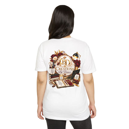 Creations by D’Donne Logo T‑Shirt — Vintage Book & Desk Design
