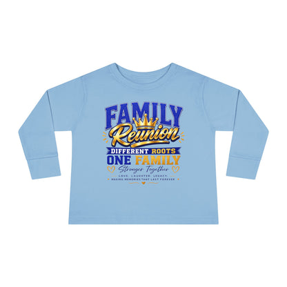 Family Reunion Toddler Long Sleeve Tee — "Different Roots One Family" Kids Shirt