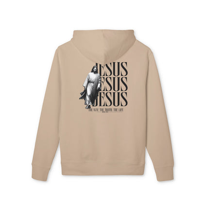 Jesus Repeated Graphic Hoodie — "The Way, The Truth, The Life" Religious Pullover