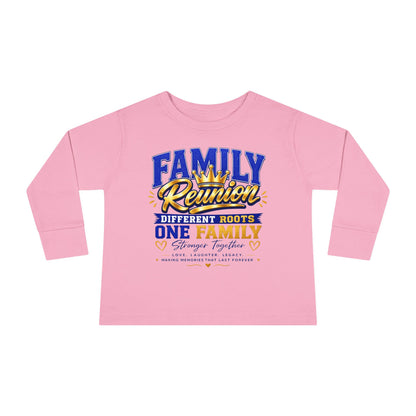 Family Reunion Toddler Long Sleeve Tee — "Different Roots One Family" Kids Shirt
