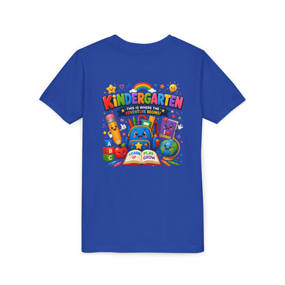 Kindergarten Kids T‑Shirt — 'Kindergarten: This Is Where the Fun Begins' Colorful Back-to-School Tee