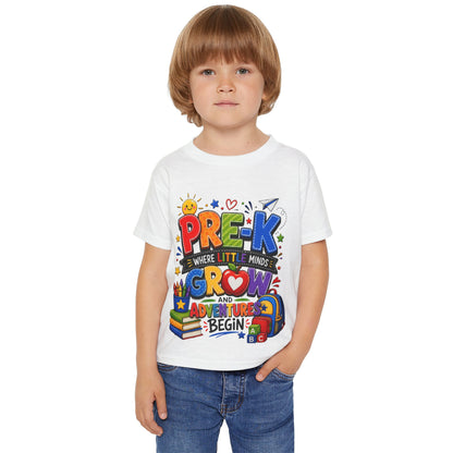 Pre-K Toddler T-Shirt – “Pre-K Where Little Minds Grow and Adventure Begin” Colorful Back-to-School Tee