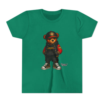 Kids Teddy Bear Streetwear Tee — 'Strength' Graphic Youth T-Shirt