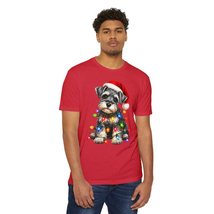 Schnauzer Puppy in Christmas Lights Tee