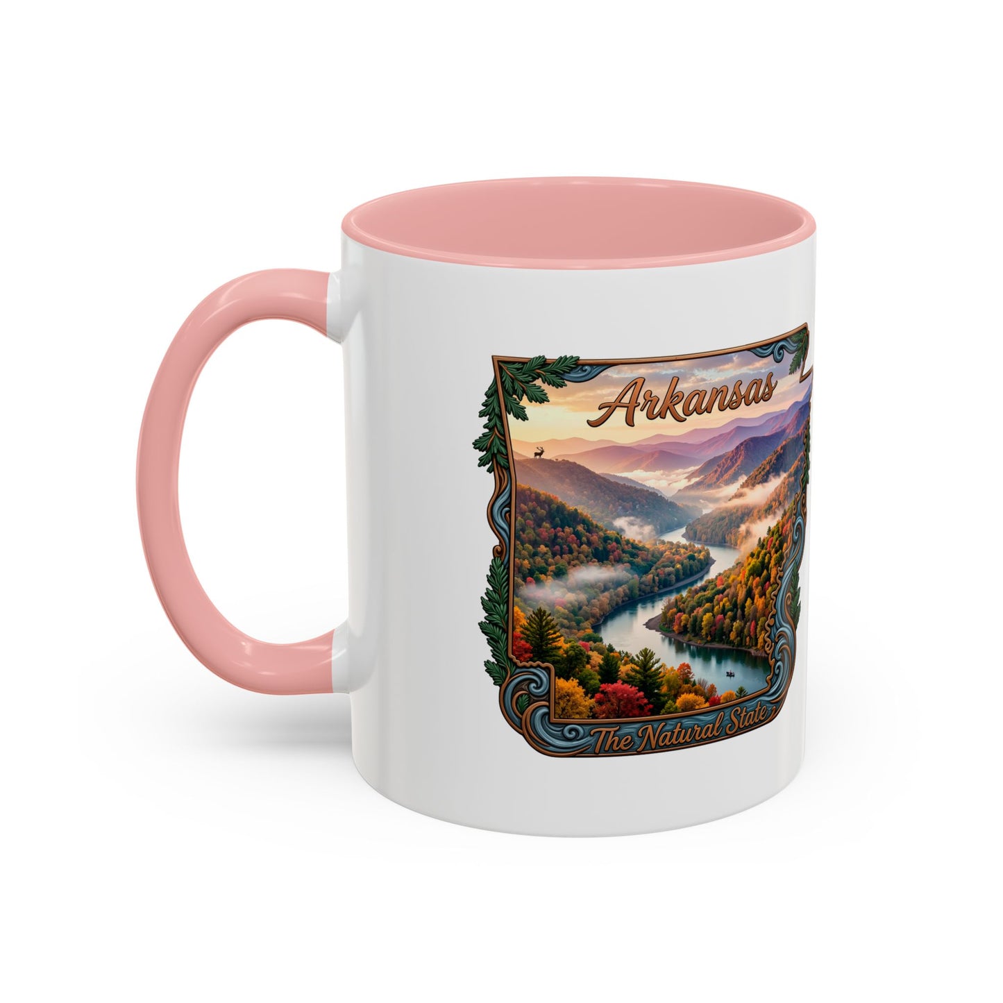 Arkansas Scenic Coffee Mug — Vintage State Map River Landscape (11/15 oz)