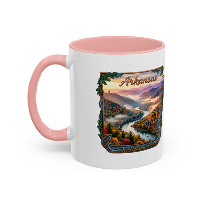 Arkansas Scenic Coffee Mug — Vintage State Map River Landscape (11/15 oz)