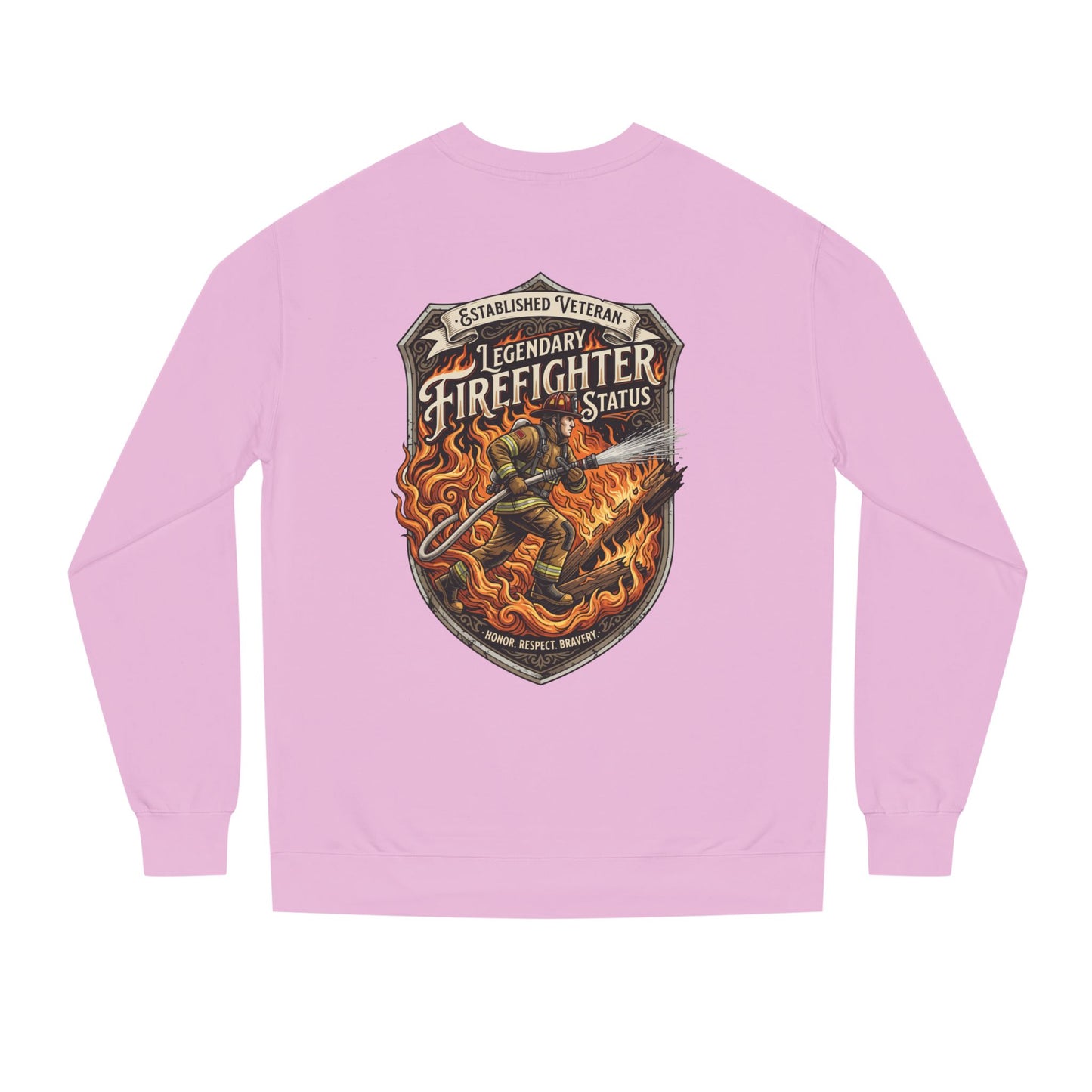 Legendary Firefighter Status Sweatshirt — Established Veteran Badge Crewneck