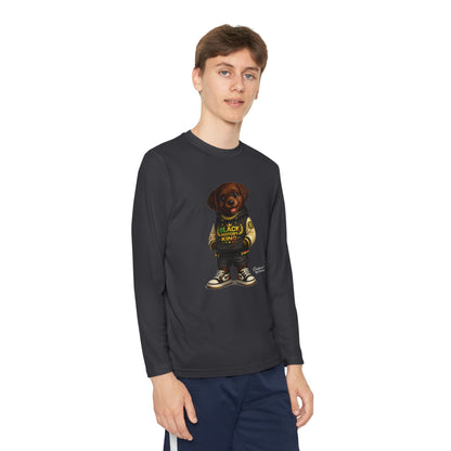 Youth Long Sleeve Tee — 'Lil Black Lab' Cute Puppy Graphic Shirt