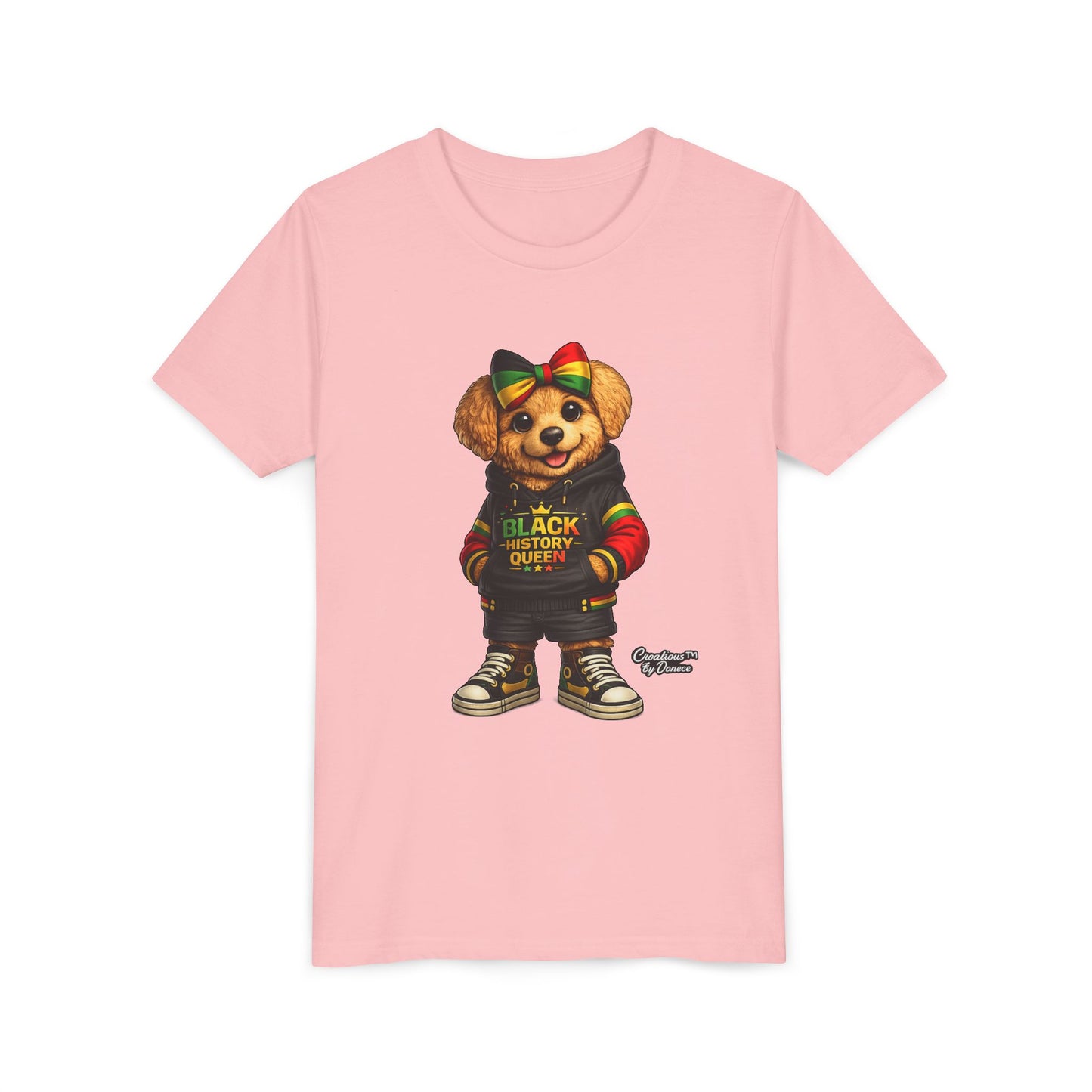 Youth Tee — Black History Queen Bear Graphic T-Shirt