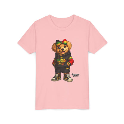 Youth Tee — Black History Queen Bear Graphic T-Shirt