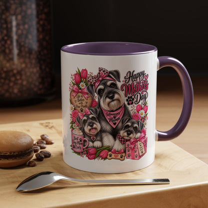 Mother's Day Schnauzer Coffee Mug — Happy Mother’s Day Dog Mom Accent Mug