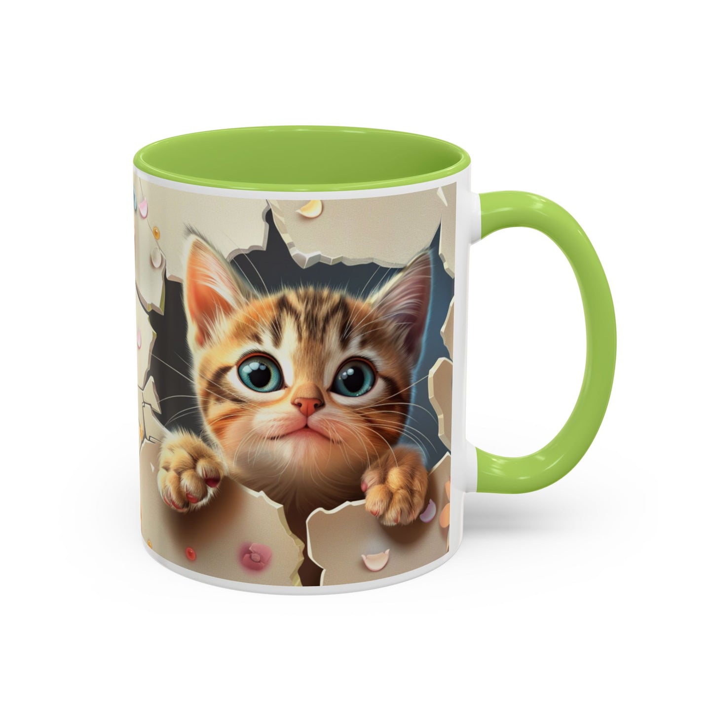 Cute Peekaboo Kitten Accent Coffee Mug — Cat Lover Gift (11/15oz)