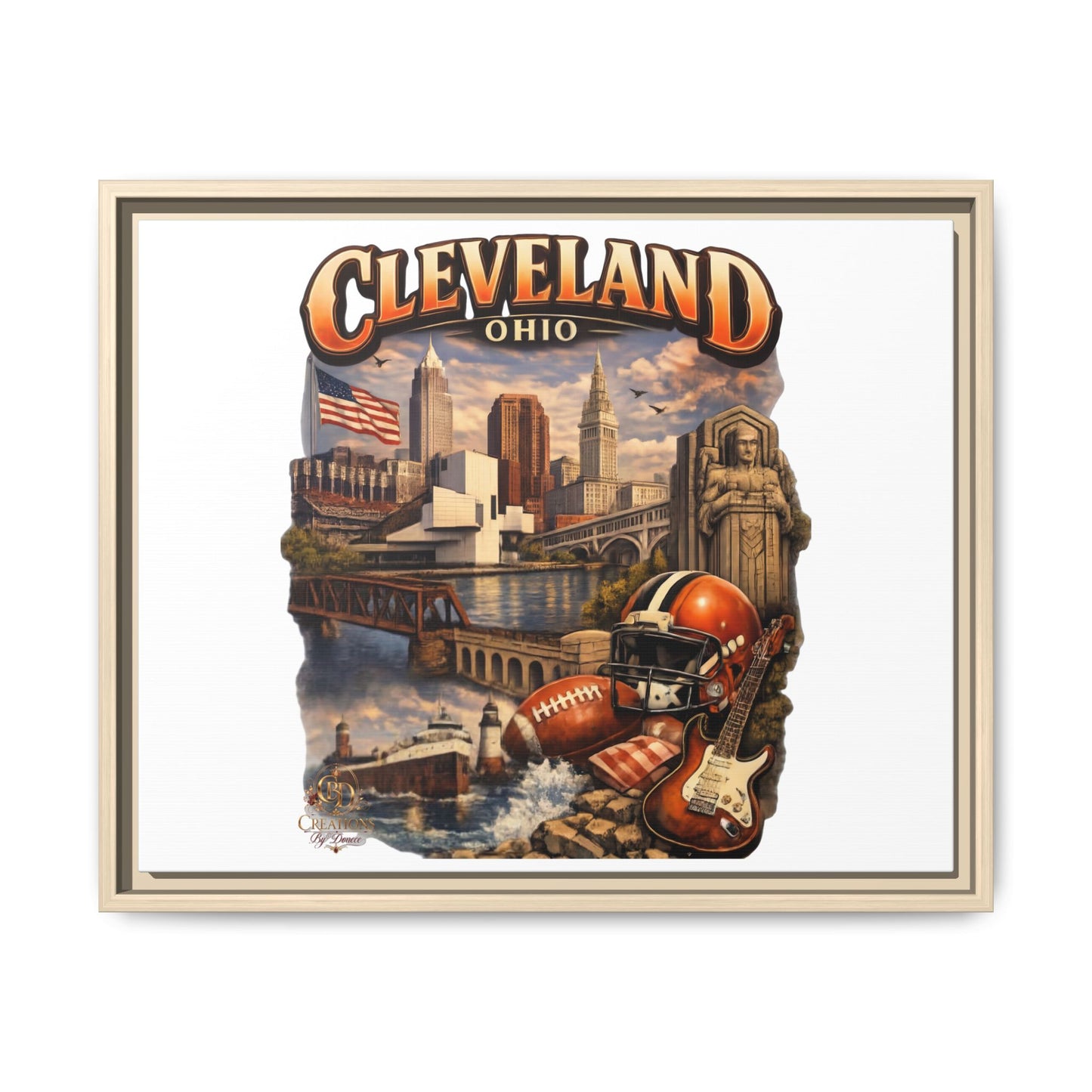Cleveland Ohio Collage Framed Canvas Print