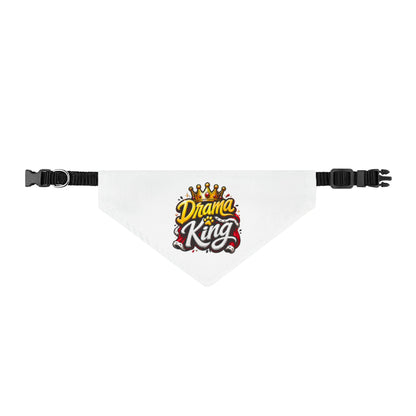 Clip-on Pet Bandana — "Drama King" Graphic Dog Collar Accessory
