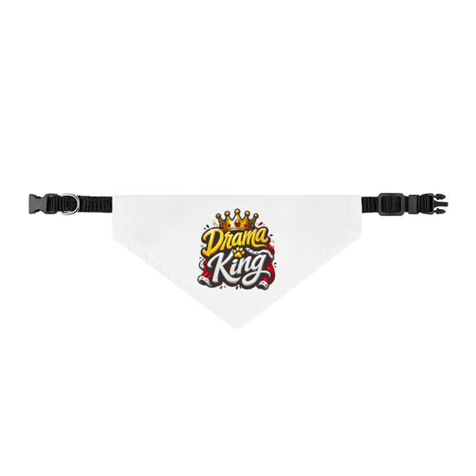 Clip-on Pet Bandana — "Drama King" Graphic Dog Collar Accessory