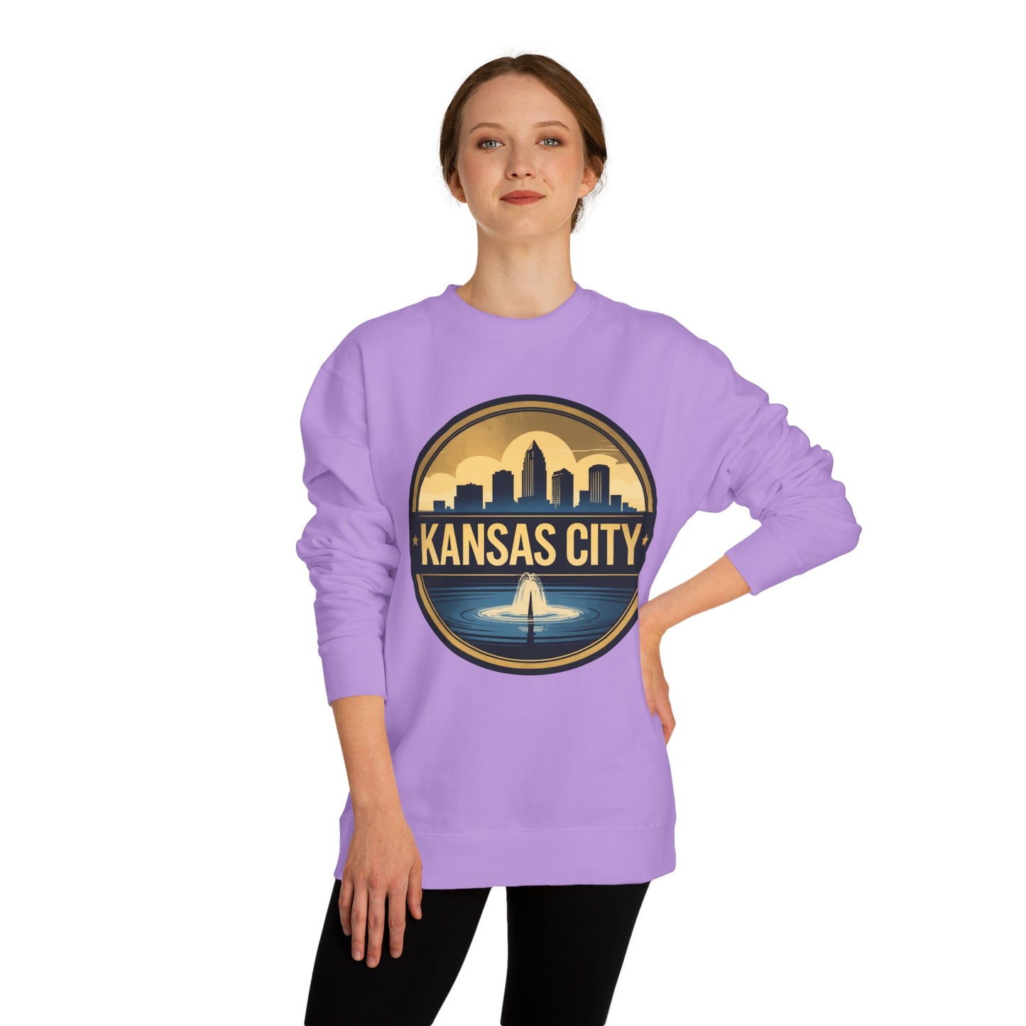 Kansas City Skyline Crewneck Sweatshirt – Cityscape Fountain Graphic