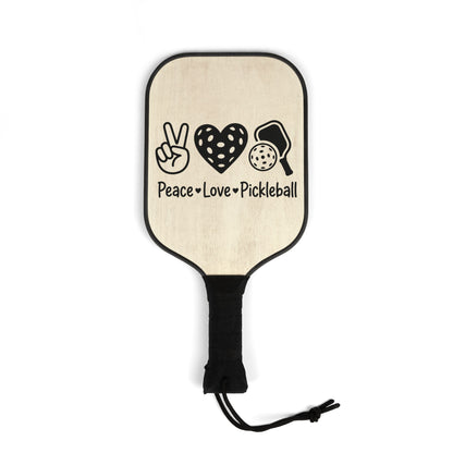 Pickleball Paddle Set — 'Peace • Love • Pickleball' Wood Paddles with Balls