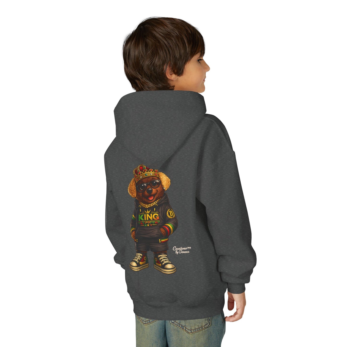 Youth Hoodie – 'King' Bear Streetwear Pullover