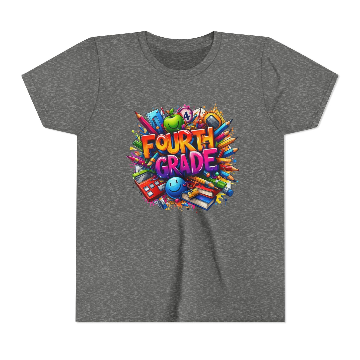 Fourth Grade Youth T‑Shirt – Colorful School Supplies Back to School Tee