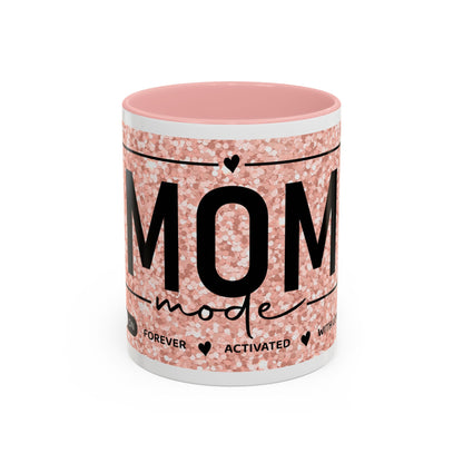 Mom Mode Glitter Accent Coffee Mug – 'Mom Mode' Rose Gold Sparkle (11/15oz)