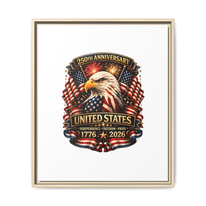 Patriotic Eagle 250th Anniversary Framed Canvas Print — United States 1776–2026