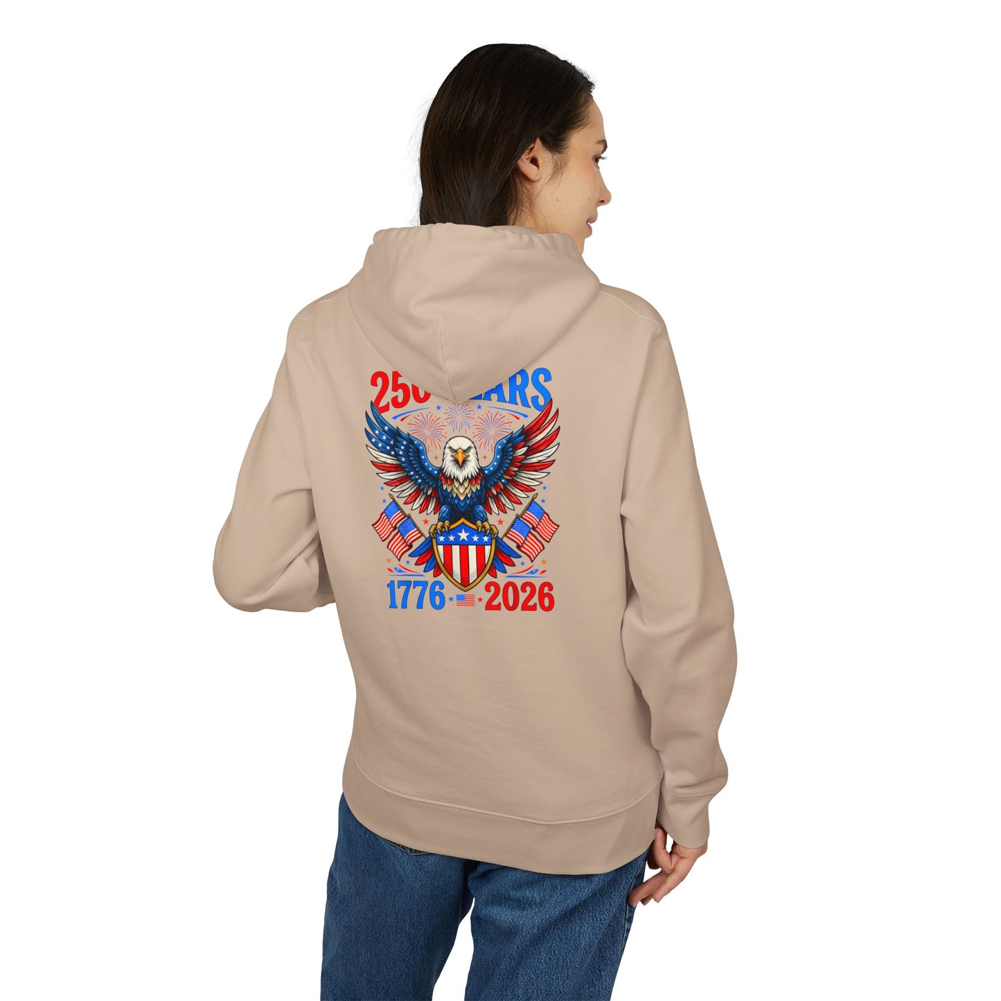Patriotic Eagle Hoodie — 250 Years 1776–2026 American Flag Design