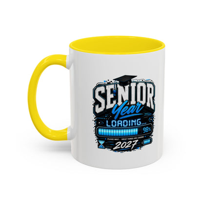 Senior Year Loading 2027 Accent Coffee Mug — Graduation Gift Cup (11/15oz)