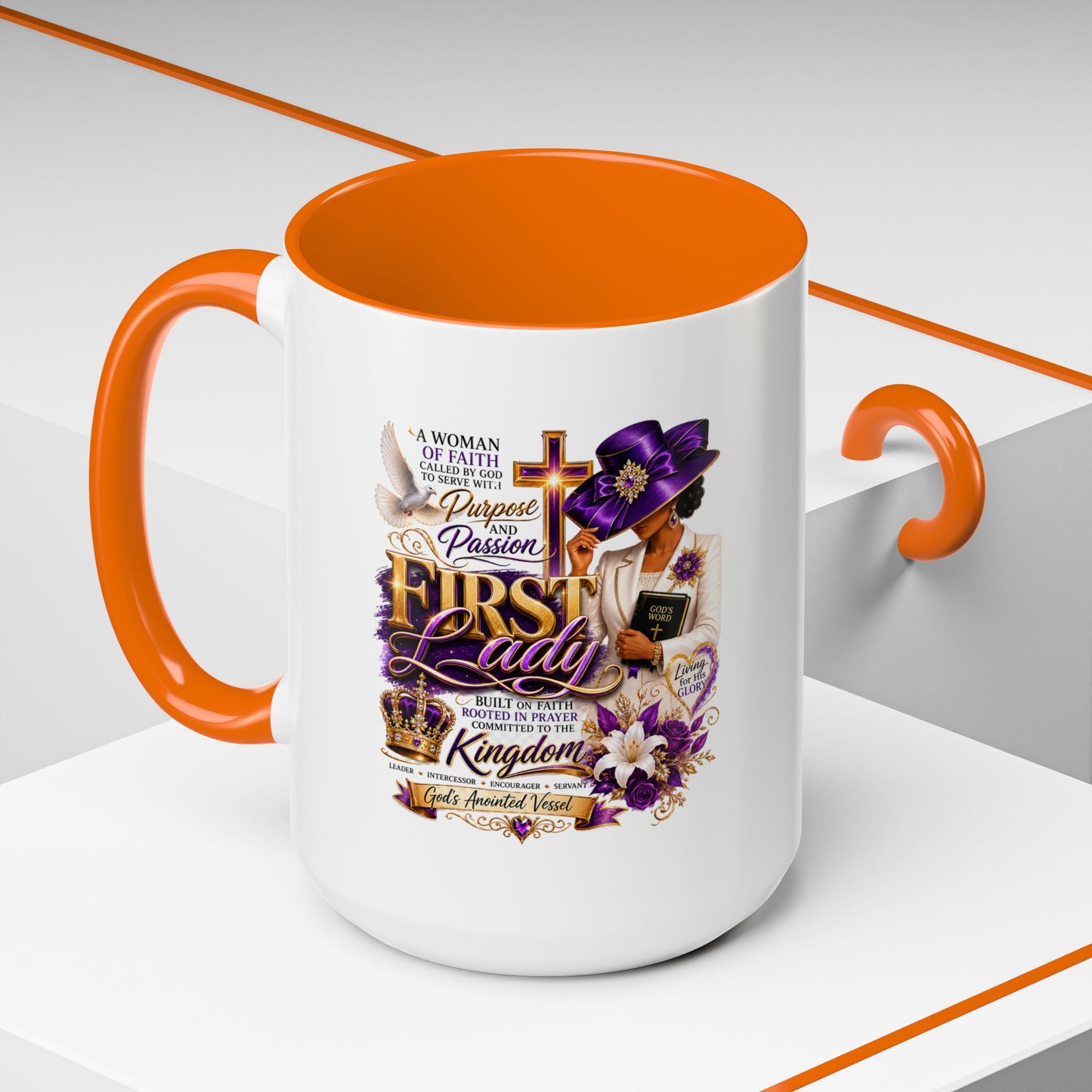 First Lady of Faith Accent Coffee Mug — Inspirational Christian Gift (11/15oz)