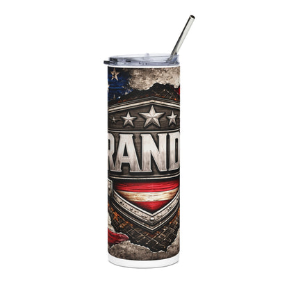 Grandpa Patriotic Stainless Steel Tumbler — 20oz USA Flag Shield Travel Cup