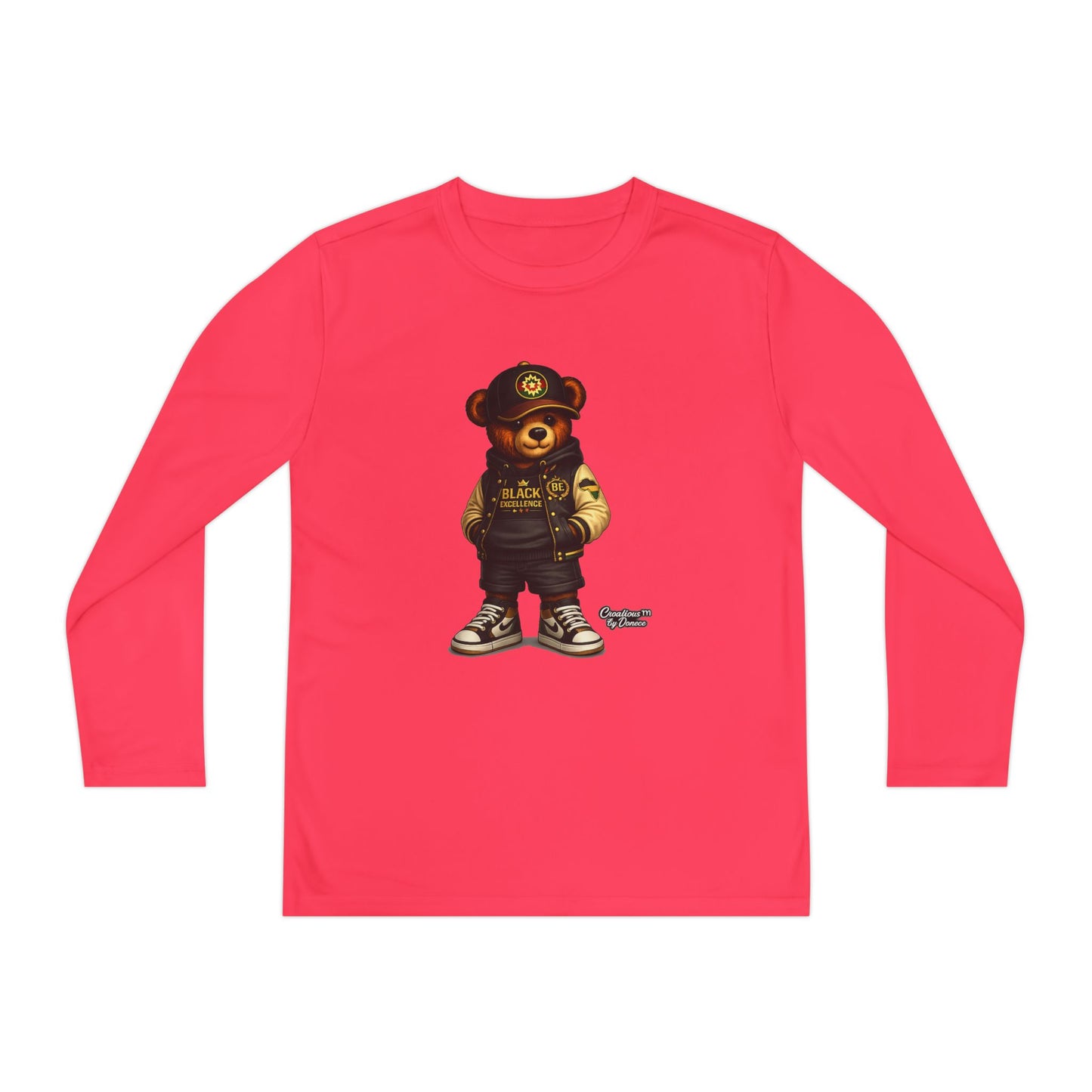 Youth Bear Police Officer Long Sleeve Tee — Cute Cop Bear Graphic Shirt