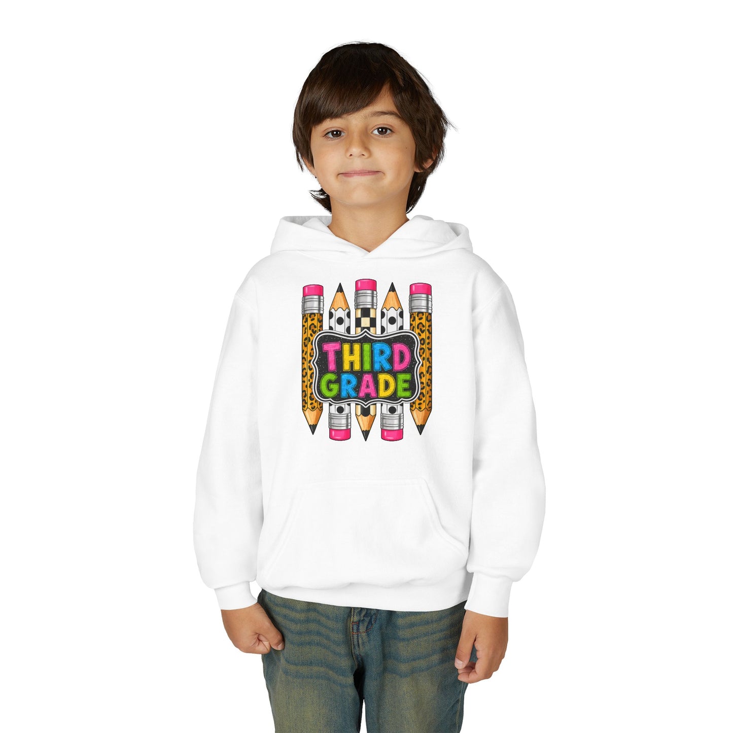 Third Grade Kids Hoodie — Cute Pencil Back-to-School Sweatshirt