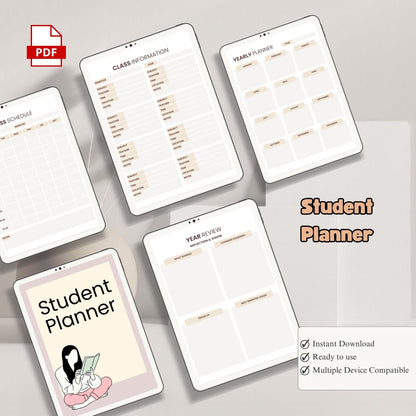 Student Planner | Academic Success Organizer | Study Schedule & Assignment Tracker | School Productivity Planner PDF