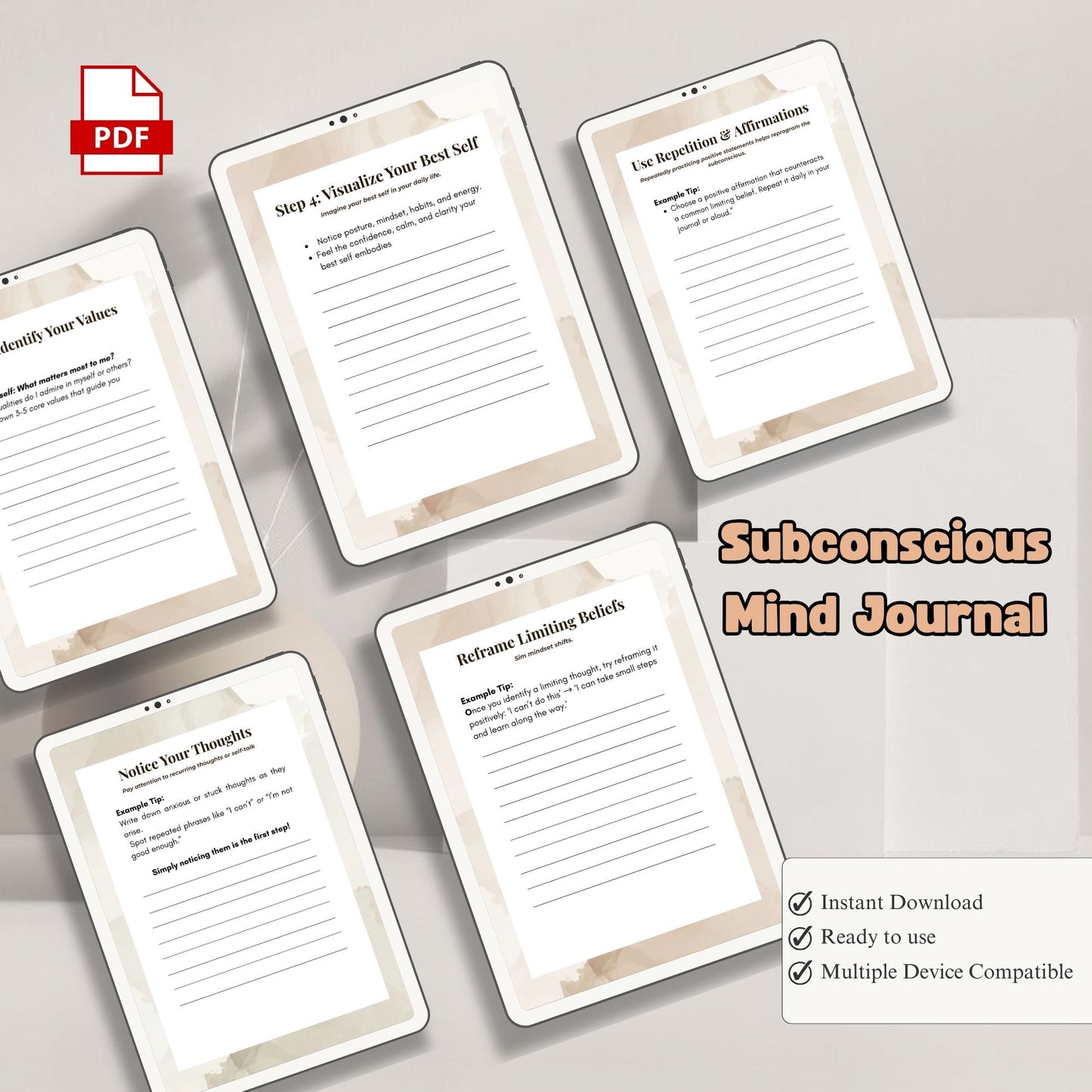 Subconscious Mind Journal Printable | Inner Healing, Thought Rewiring & Mindset Reset Workbook
