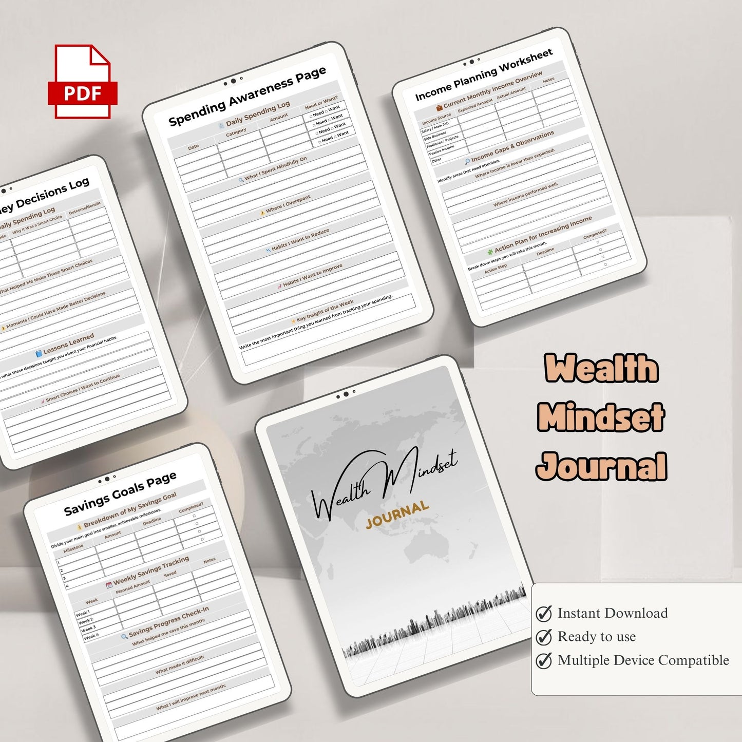 Wealth Mindset Journal Printable | Abundance Thinking, Money Growth & Success Planner