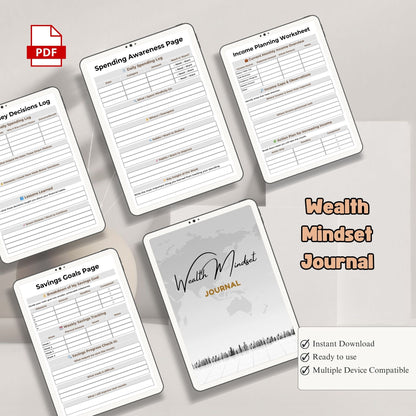 Wealth Mindset Journal Printable | Abundance Thinking, Money Growth & Success Planner