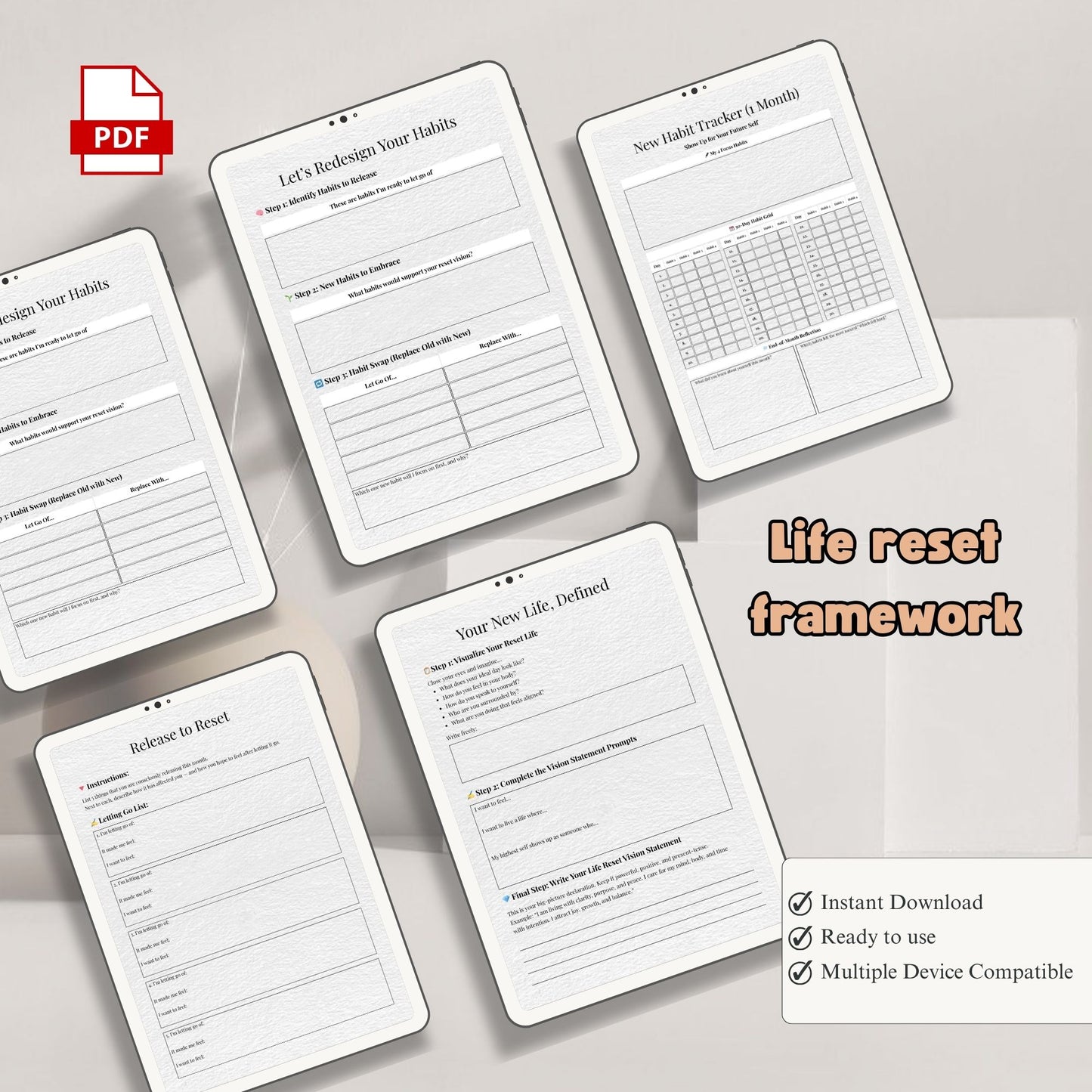Life Reset Framework Printable | Personal Growth, Clarity & Habit Reset Planner