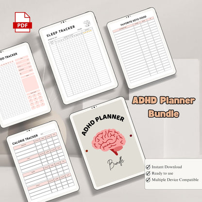 ADHD Planner Bundle | Focus & Productivity System | Daily, Weekly & Habit Planner for ADHD Adults & Students