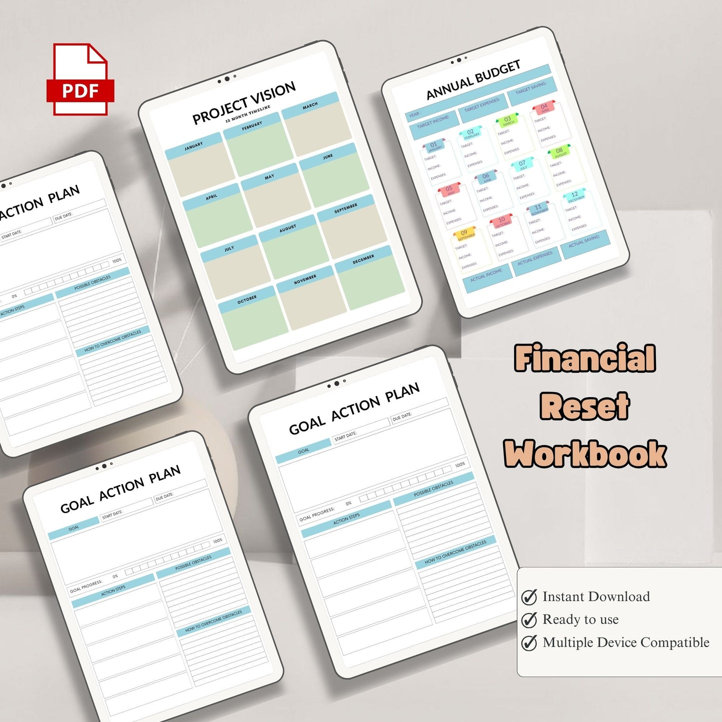 Financial Reset Workbook Printable | Budget Recovery & Money Mindset Transformation Planner