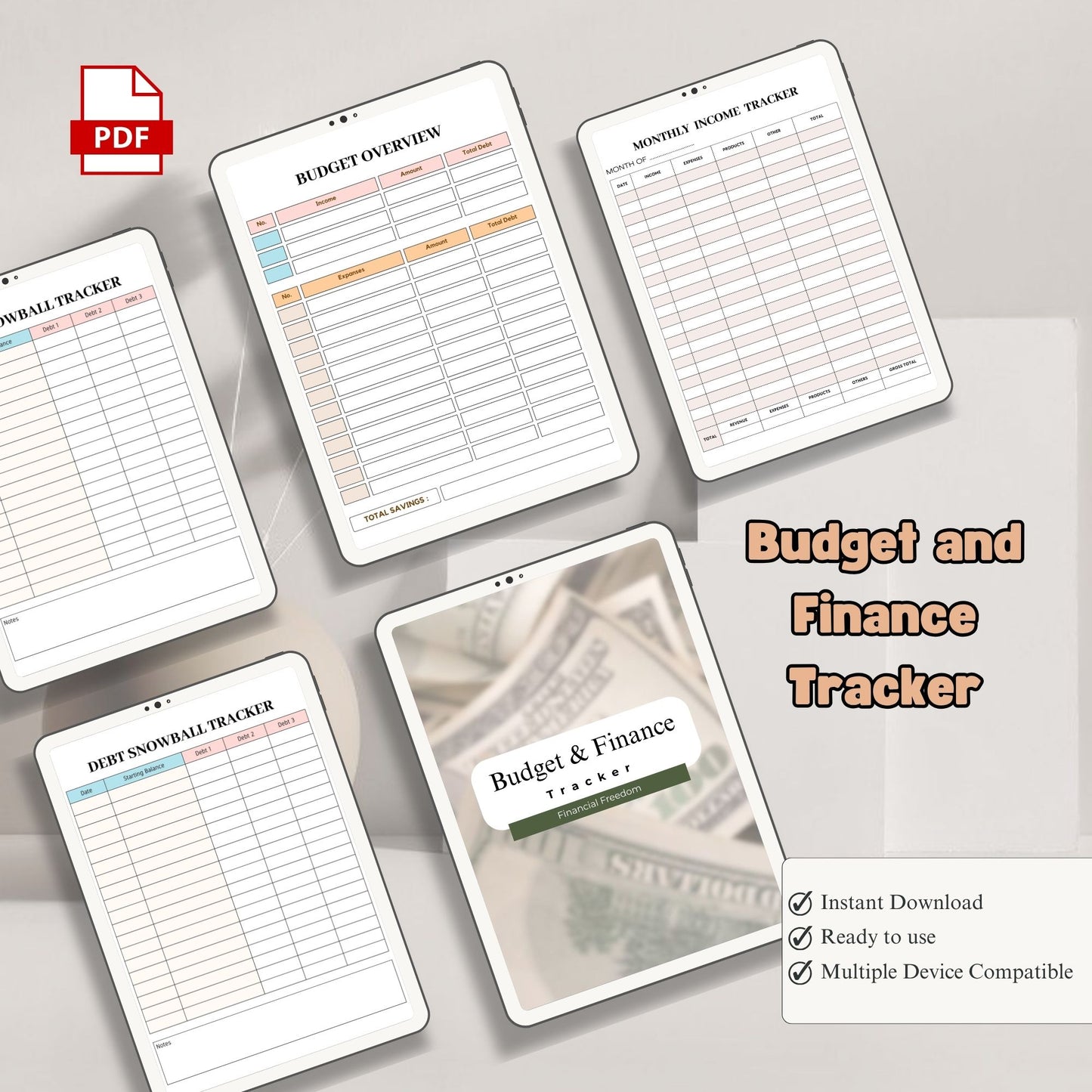 Budget & Finance Tracker Printable | Monthly Expense, Savings & Money Planner