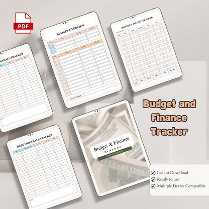 Budget & Finance Tracker Printable | Monthly Expense, Savings & Money Planner