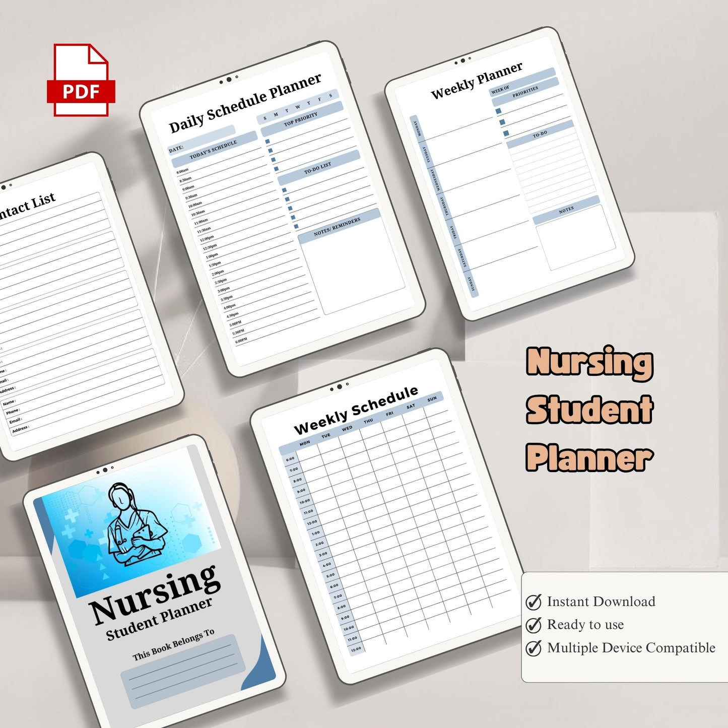 Nursing Student Planner | Nursing School Organizer | Clinical & Study Planner | Assignment Tracker for Nursing Students