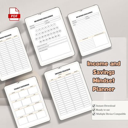 Income & Savings Mindset Planner | Money Mindset & Financial Growth Planner | Budget & Wealth Building Printable